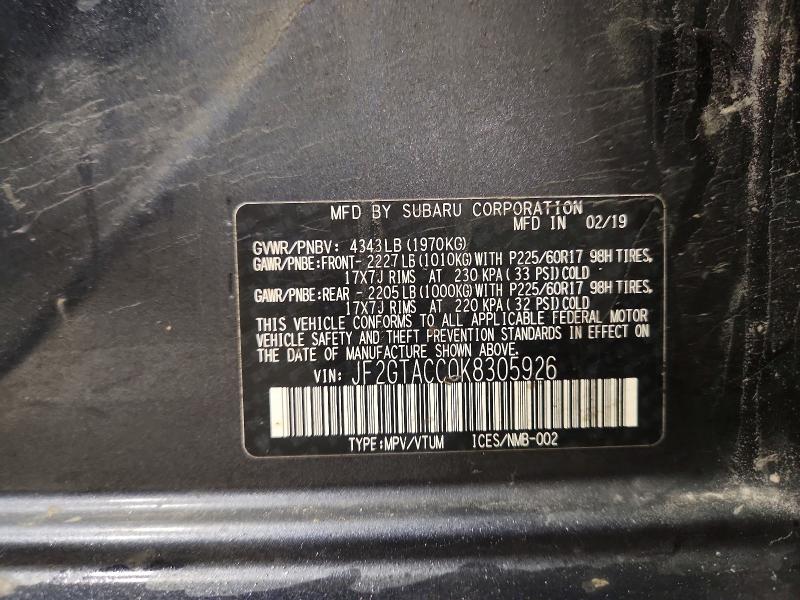 Продажа на аукционе авто 2019 Subaru Crosstrek, vin: JF2GTACC0K8305926, номер лота: 70435106