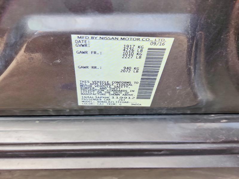 2017 Nissan Altima მანქანა იყიდება აუქციონზე, vin: 1N4AL3APXHC119912, აუქციონის ნომერი: 70365226