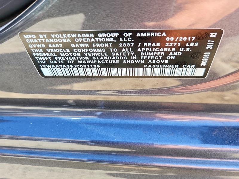 Продаж на аукціоні авто 2018 Volkswagen Passat, vin: 1VWAA7A39JC007139, номер лоту: 68081626