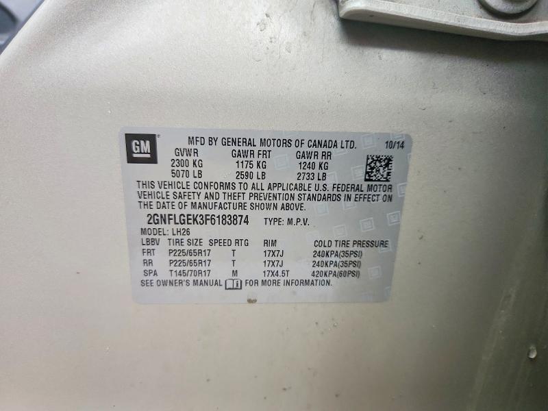 67816276 :رقم المزاد ، 2GNFLGEK3F6183874 vin ، 2015 Chevrolet Equinox مزاد بيع