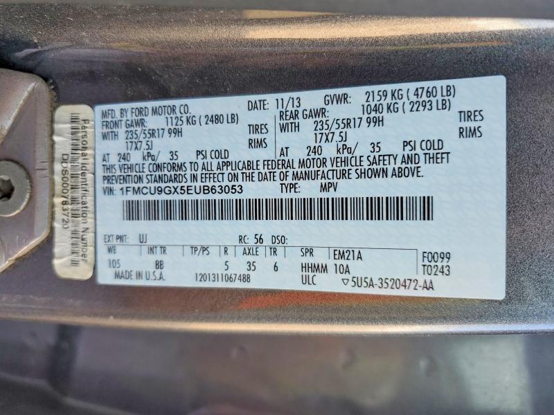 67903856 :رقم المزاد ، 1FMCU9GX5EUB63053 vin ، 2014 Ford Escape مزاد بيع