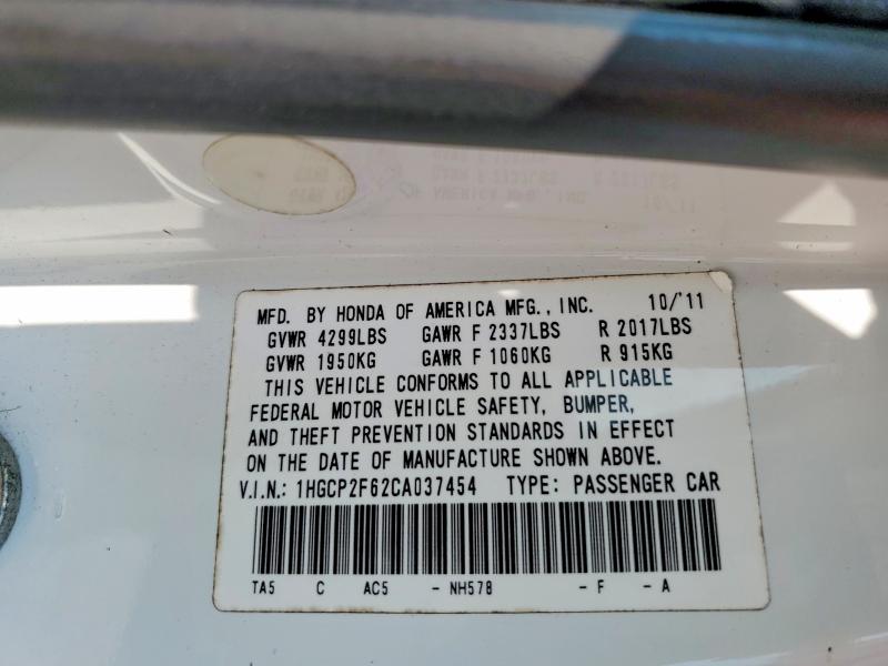 Aukcja sprzedaży 2012 Honda Accord, vin: 1HGCP2F62CA037454, numer aukcji: 68916846