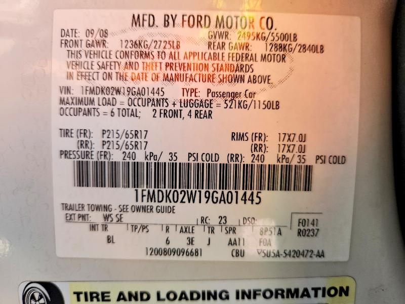 Aukcja sprzedaży 2009 Ford Taurus X, vin: 1FMDK02W19GA01445, numer aukcji: 67898266