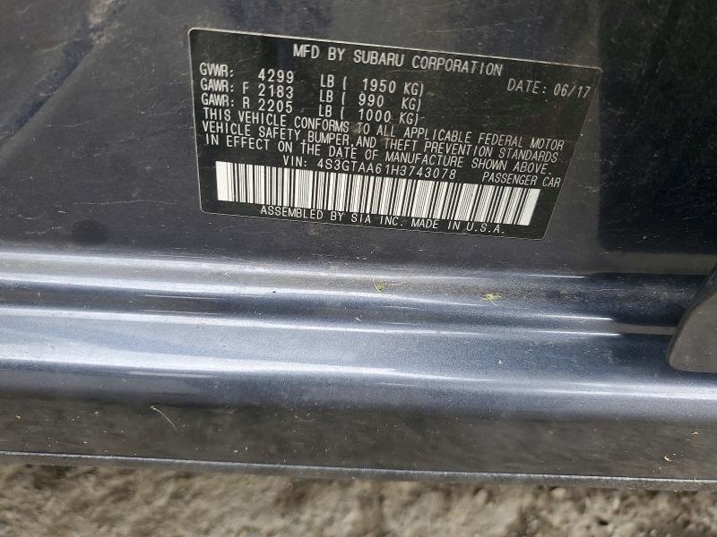 2017 Subaru Impreza მანქანა იყიდება აუქციონზე, vin: 4S3GTAA61H3743078, აუქციონის ნომერი: 70624196
