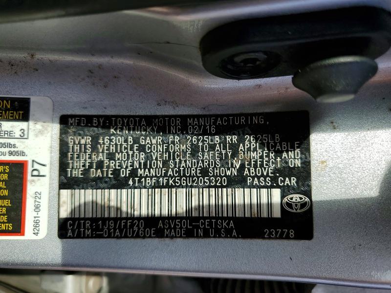 Продаж на аукціоні авто 2016 Toyota Camry, vin: 4T1BF1FK5GU205320, номер лоту: 70177836