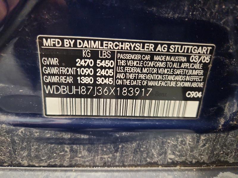 Aukcja sprzedaży 2006 Mercedes-benz E, vin: WDBUH87J36X183917, numer aukcji: 67056776