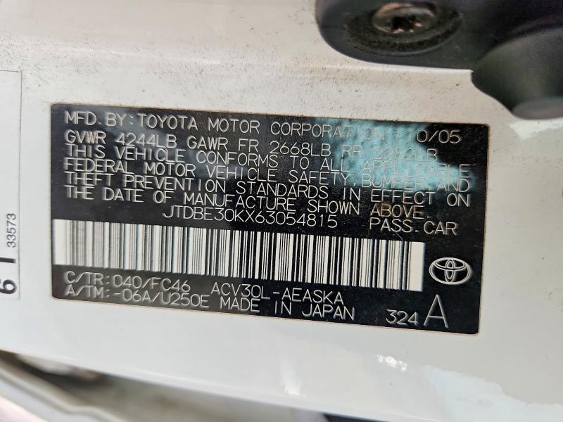 Aukcja sprzedaży 2006 Toyota Camry, vin: JTDBE30KX63054815, numer aukcji: 69821956