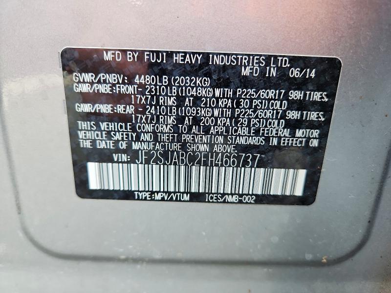 Aukcja sprzedaży 2015 Subaru Forester, vin: JF2SJABC2FH466737, numer aukcji: 68605626