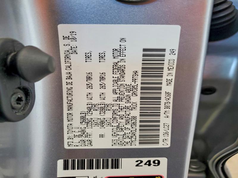 68361966 :رقم المزاد ، 3TMCZ5AN3LM306380 vin ، 2020 Toyota Tacoma مزاد بيع