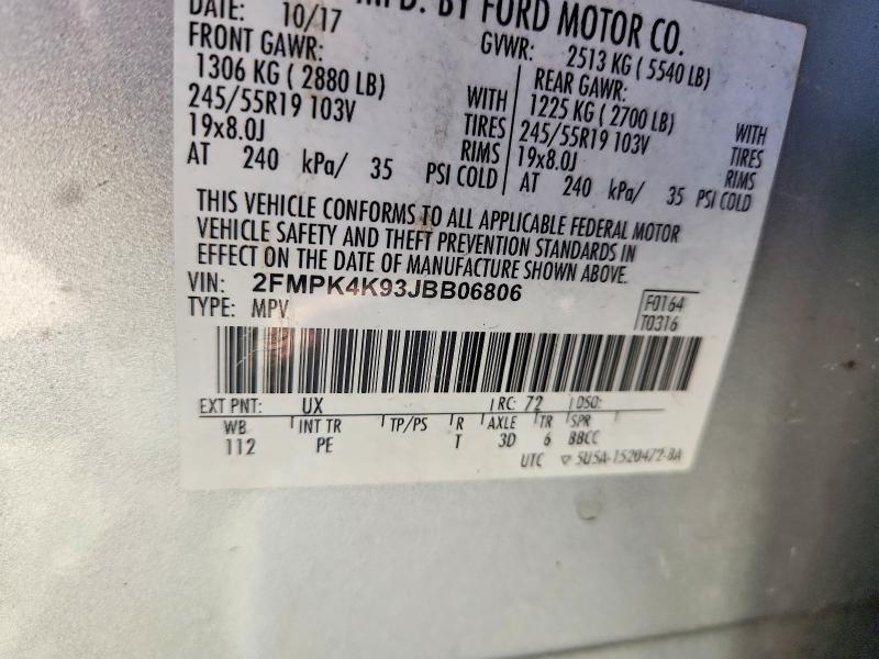 Aukcja sprzedaży 2018 Ford Edge, vin: 2FMPK4K93JBB06806, numer aukcji: 68928066