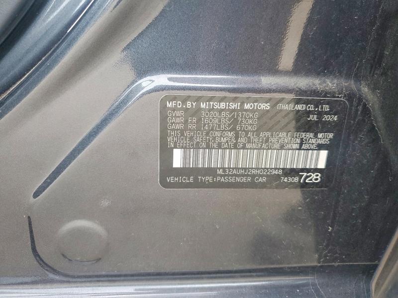 Продажа на аукционе авто 2024 Mitsubishi Mirage, vin: ML32AUHJ2RH022948, номер лота: 69302626