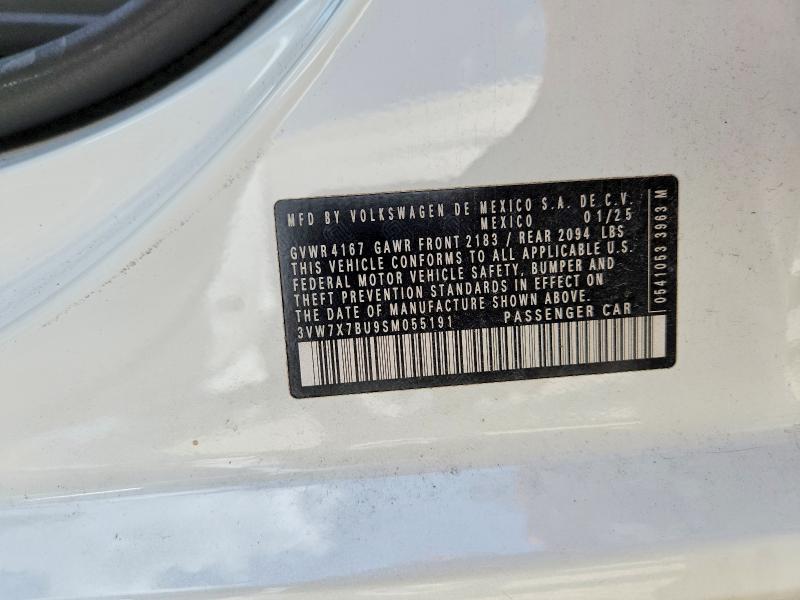 Aukcja sprzedaży 2025 Volkswagen Jetta, vin: 3VW7X7BU9SM055191, numer aukcji: 68732546