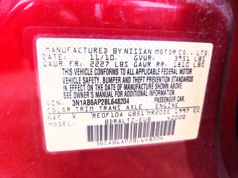 2011 Nissan Sentra მანქანა იყიდება აუქციონზე, vin: 3N1AB6AP2BL648204, აუქციონის ნომერი: 67215666