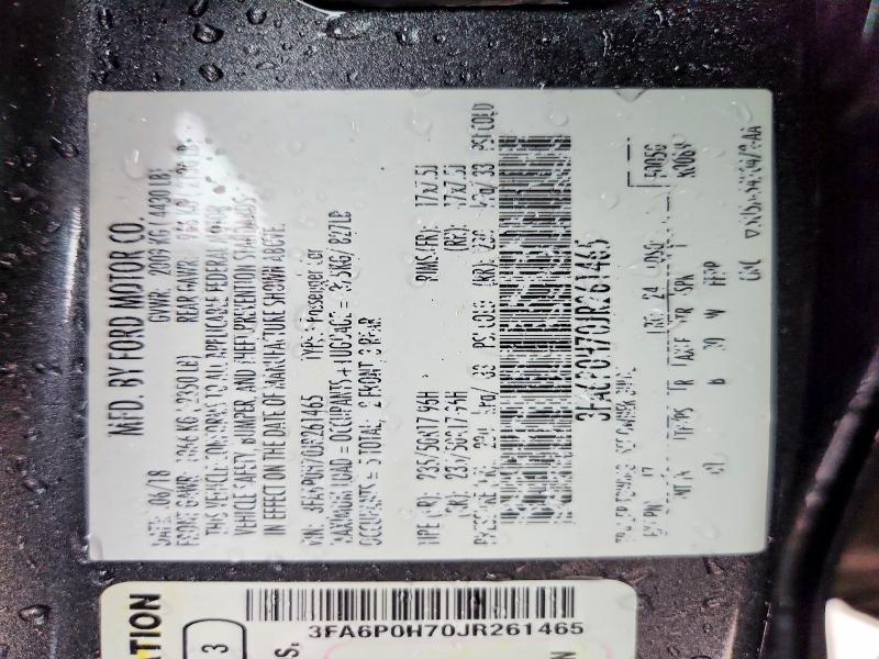 Продажа на аукционе авто 2018 Ford Fusion, vin: 3FA6P0H70JR261465, номер лота: 68940636