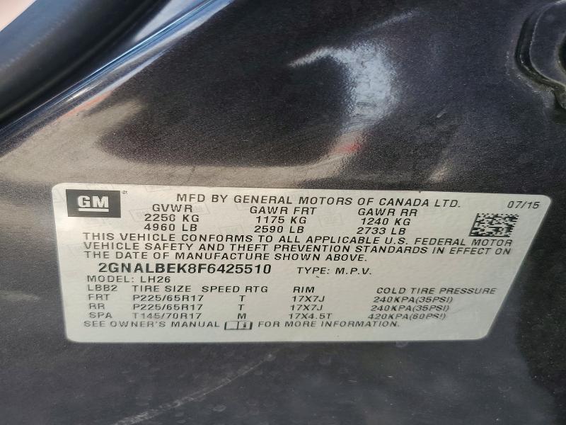 Продажа на аукционе авто 2015 Chevrolet Equinox, vin: 2GNALBEK8F6425510, номер лота: 67471926
