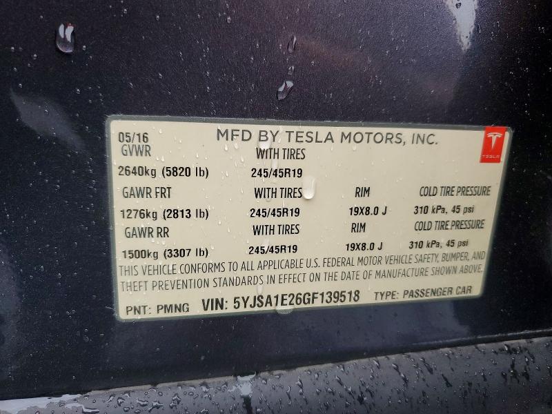 Продаж на аукціоні авто 2016 Tesla Model S, vin: 5YJSA1E26GF139518, номер лоту: 67635316