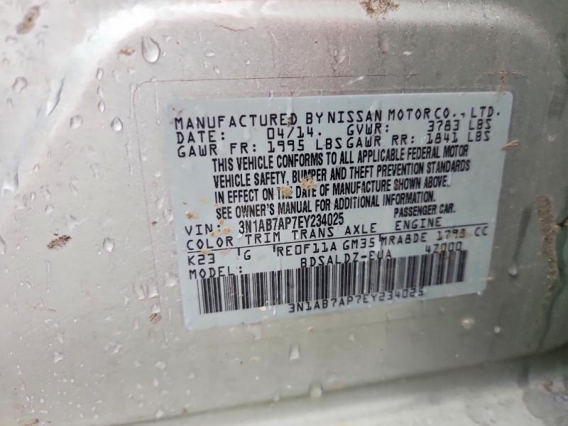 2014 Nissan Sentra მანქანა იყიდება აუქციონზე, vin: 3N1AB7AP7EY234025, აუქციონის ნომერი: 68178456