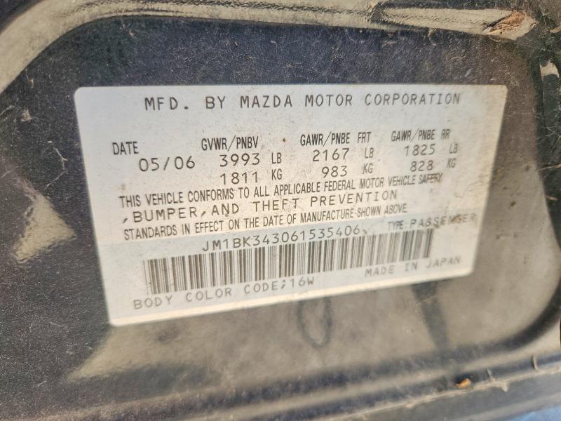 Aukcja sprzedaży 2006 Mazda 3, vin: JM1BK343061535406, numer aukcji: 66911676