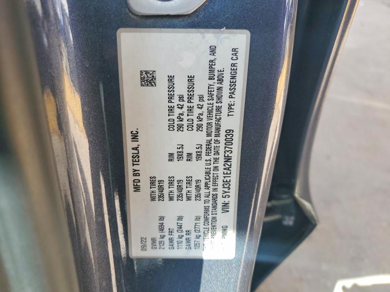 Aukcja sprzedaży 2022 Tesla Model 3, vin: 5YJ3E1EA2NF370039, numer aukcji: 68641686