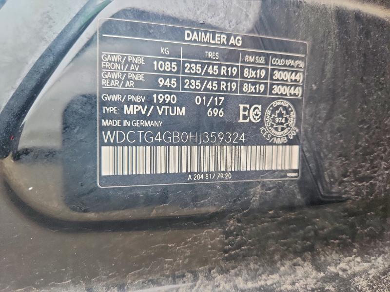 Продажа на аукционе авто 2017 Mercedes-benz Gla, vin: WDCTG4GB0HJ359324, номер лота: 70077886