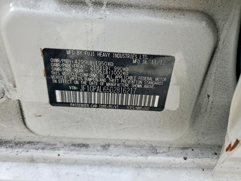 Продажа на аукционе авто 2013 Subaru Impreza, vin: JF1GPAL65D2816217, номер лота: 69088446