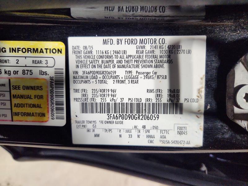 Продажа на аукционе авто 2016 Ford Fusion, vin: 3FA6P0D90GR206059, номер лота: 67730756