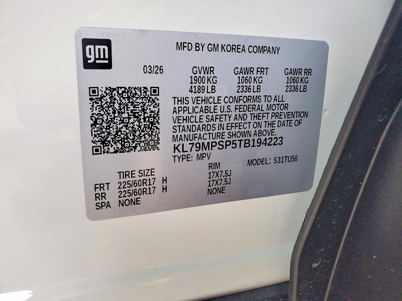 68198466 :رقم المزاد ، KL79MPSP5TB194223 vin ، 2026 Chevrolet Trailblazer مزاد بيع