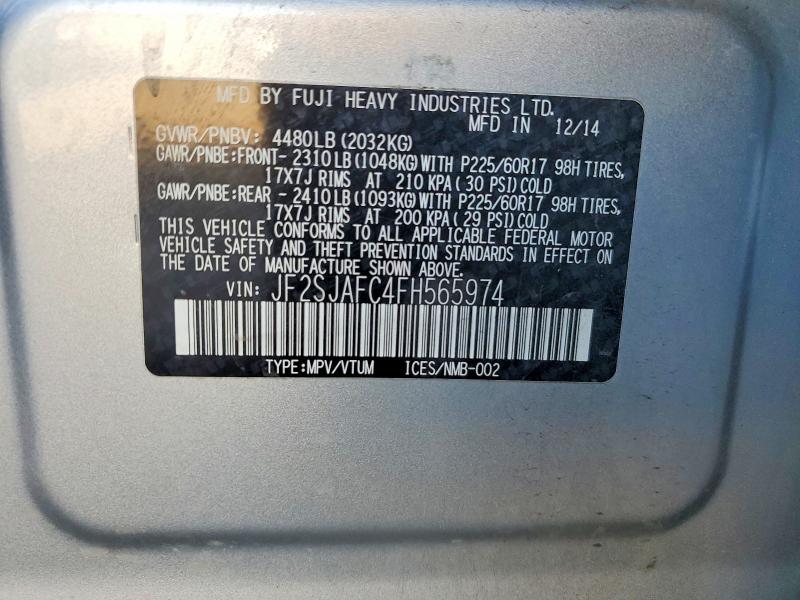 Aukcja sprzedaży 2015 Subaru Forester, vin: JF2SJAFC4FH565974, numer aukcji: 69636716