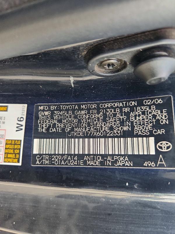 69625736 :رقم المزاد ، JTKDE177X60122331 vin ، 2006 Scion Tc مزاد بيع
