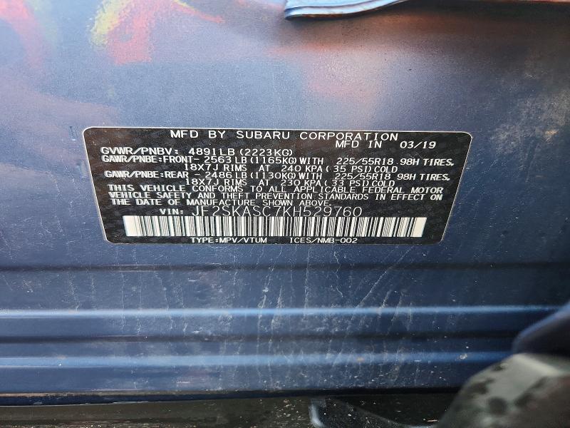 Aukcja sprzedaży 2019 Subaru Forester, vin: JF2SKASC7KH529760, numer aukcji: 67563736