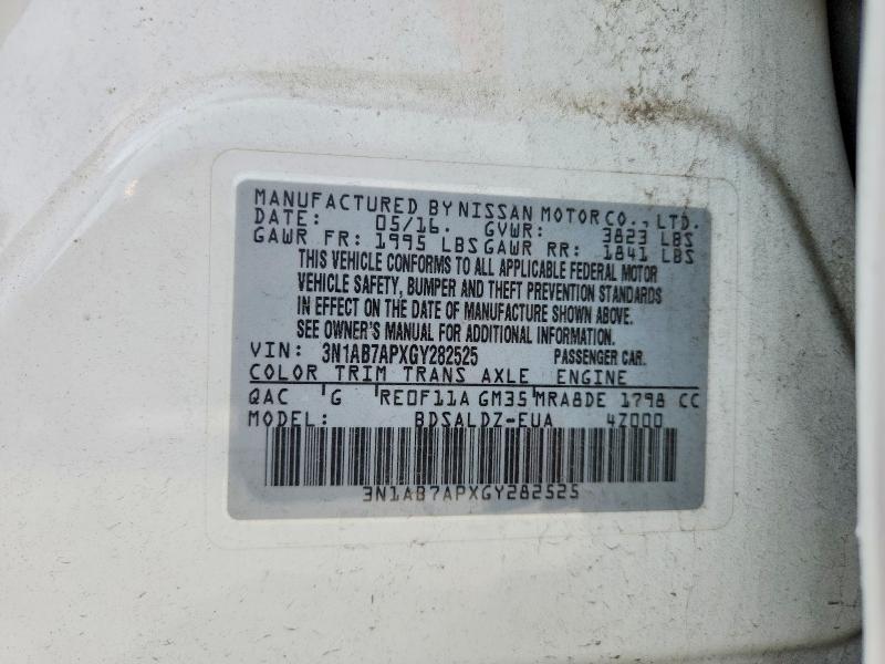 69681376 :رقم المزاد ، 3N1AB7APXGY282525 vin ، 2016 Nissan Sentra مزاد بيع
