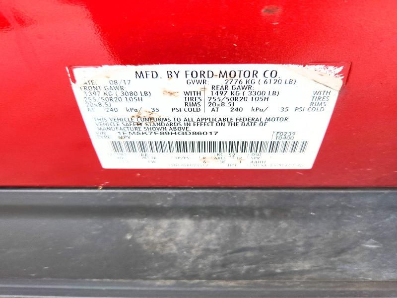 Aukcja sprzedaży 2017 Ford Explorer, vin: 1FM5K7F89HGD86017, numer aukcji: 69312416