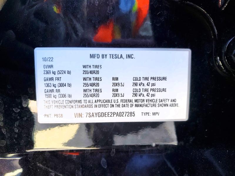 66787016 :رقم المزاد ، 7SAYGDEE2PA027285 vin ، 2023 Tesla Model Y مزاد بيع