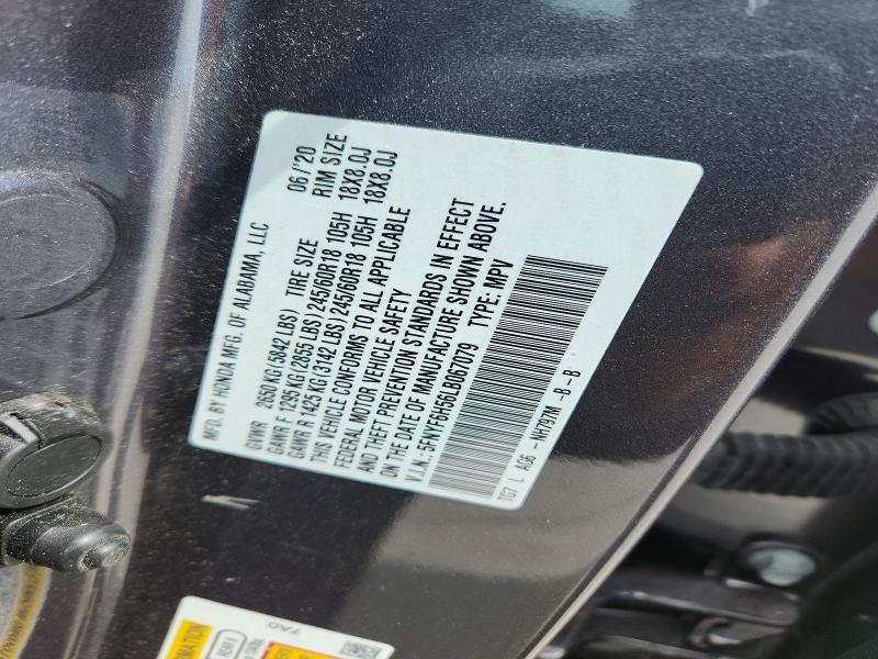 2020 Honda Pilot მანქანა იყიდება აუქციონზე, vin: 5FNYF6H56LB067079, აუქციონის ნომერი: 68595066