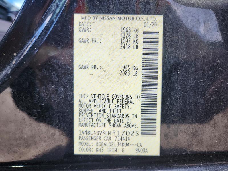 Продажа на аукционе авто 2020 Nissan Altima, vin: 1N4BL4BV3LN317025, номер лота: 70177676