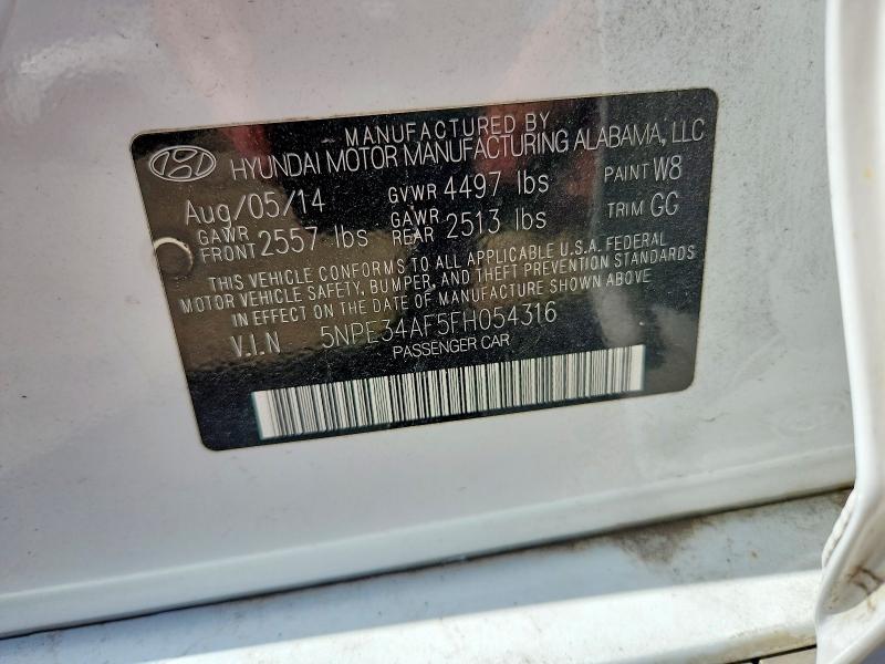 70550316 :رقم المزاد ، 5NPE34AF5FH054316 vin ، 2015 Hyundai Sonata مزاد بيع