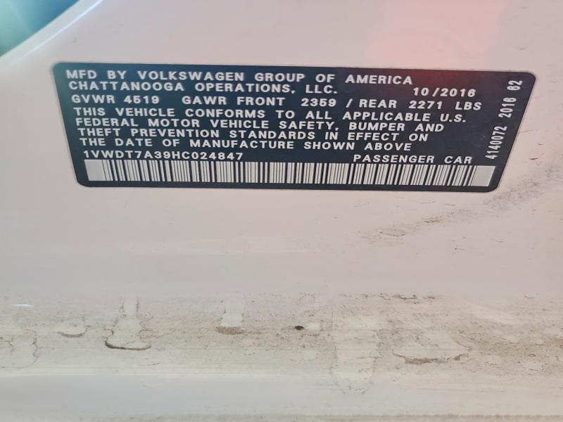 Aukcja sprzedaży 2017 Volkswagen Passat, vin: 1VWDT7A39HC024847, numer aukcji: 67193096