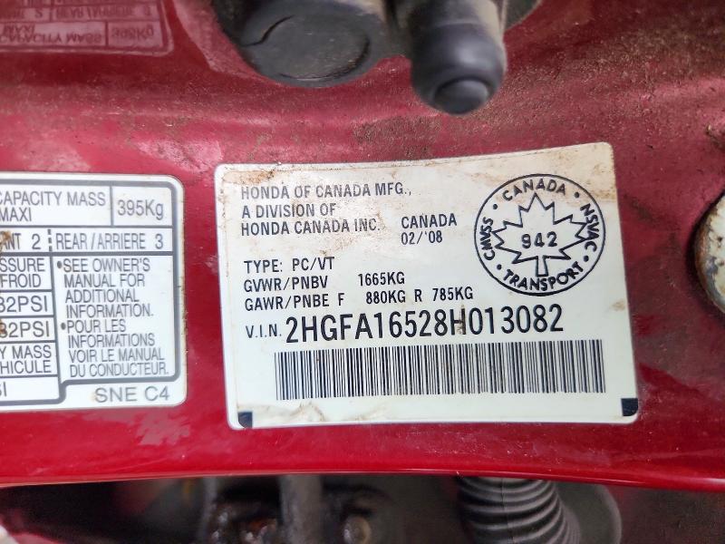 Продаж на аукціоні авто 2008 Honda Civic, vin: 2HGFA16528H013082, номер лоту: 67142616