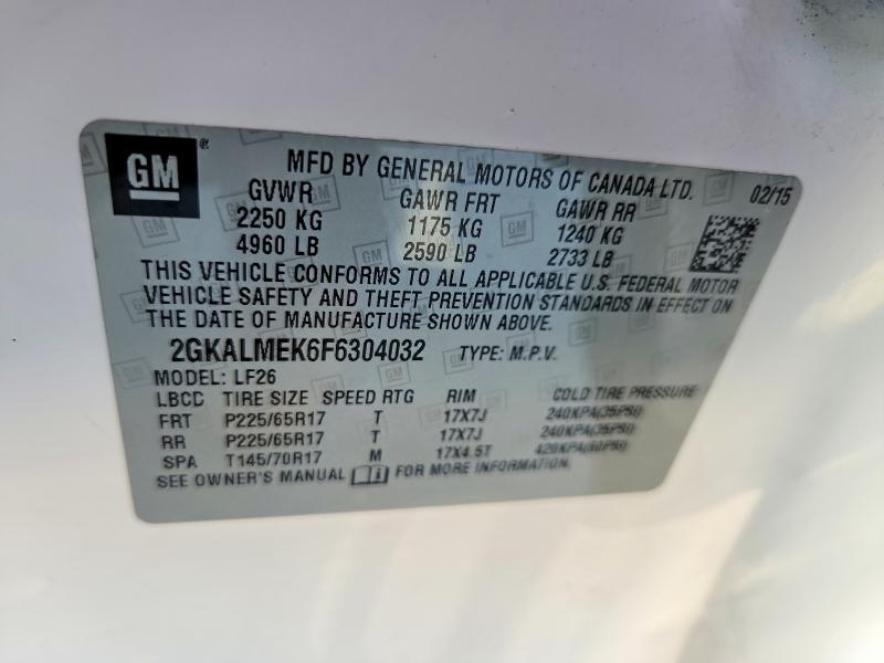 Aukcja sprzedaży 2015 Gmc Terrain, vin: 2GKALMEK6F6304032, numer aukcji: 68932576