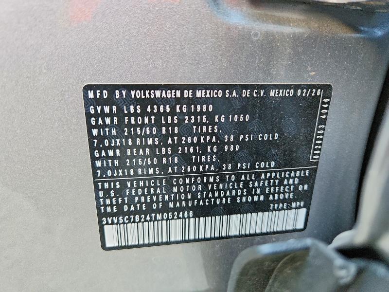 Продажа на аукционе авто 2026 Volkswagen Taos, vin: 3VVSC7B24TM052466, номер лота: 68566086