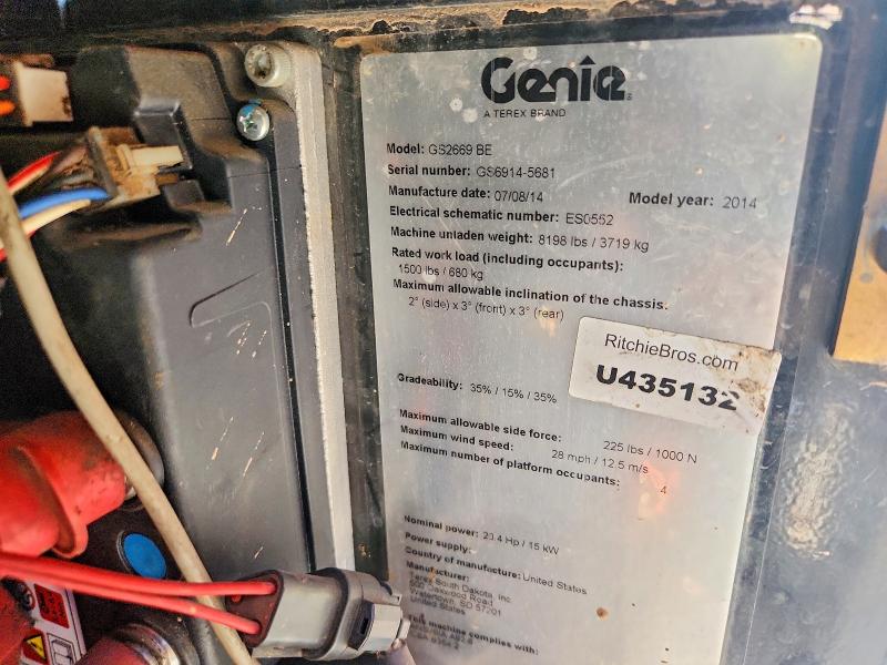 Aukcja sprzedaży 2014 Genie Gs2669be, vin: GS69145681, numer aukcji: 68845826