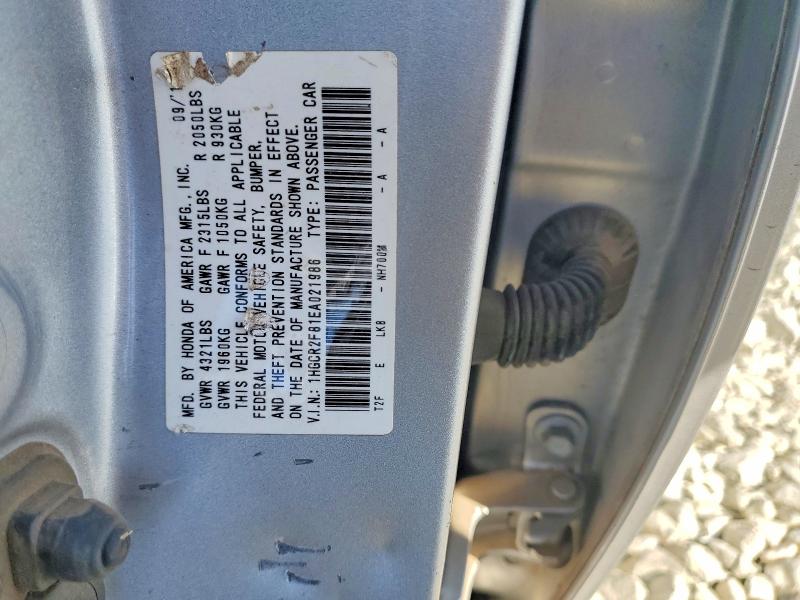 Auction sale of the 2014 Honda Accord, vin: 1HGCR2F81EA021986, lot number: 69610566