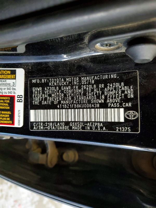 Продажа на аукционе авто 2019 Toyota Avalon, vin: 4T1BZ1FB8KU006438, номер лота: 69002406