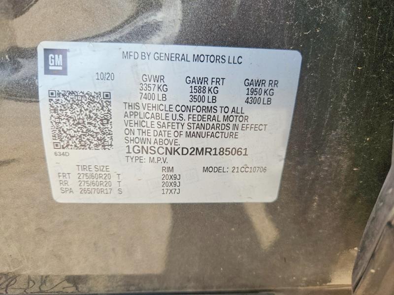 67605166 :رقم المزاد ، 1GNSCNKD2MR185061 vin ، 2021 Chevrolet Tahoe Ls مزاد بيع