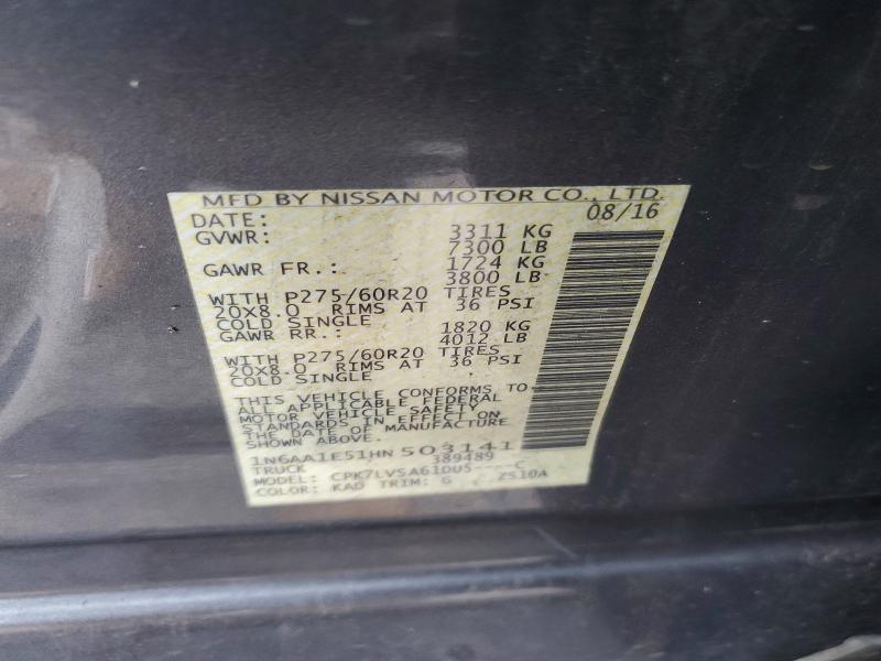 Aukcja sprzedaży 2017 Nissan Titan, vin: 1N6AA1E51HN503141, numer aukcji: 69455616