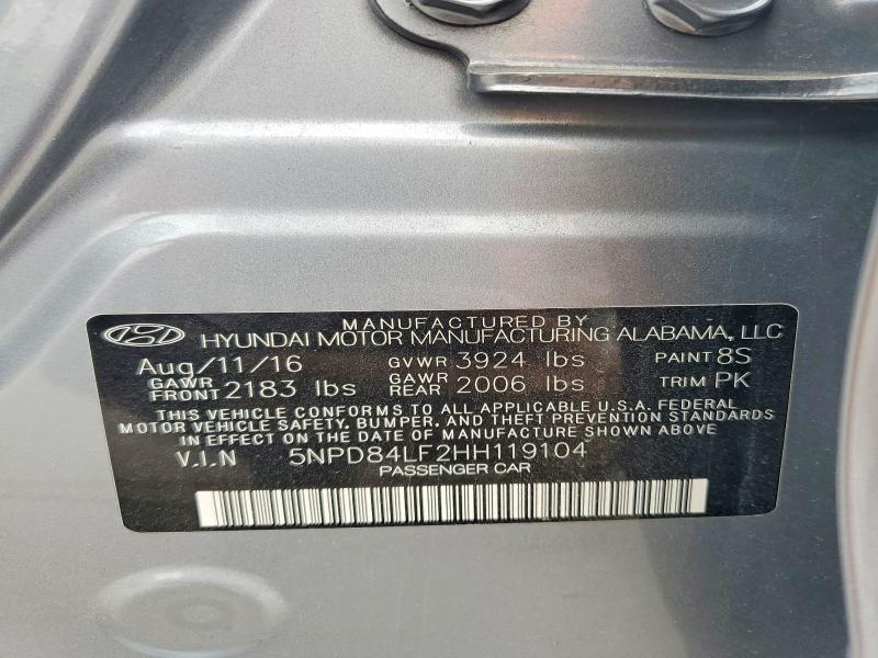 Продаж на аукціоні авто 2017 Hyundai Elantra, vin: 5NPD84LF2HH119104, номер лоту: 68752046