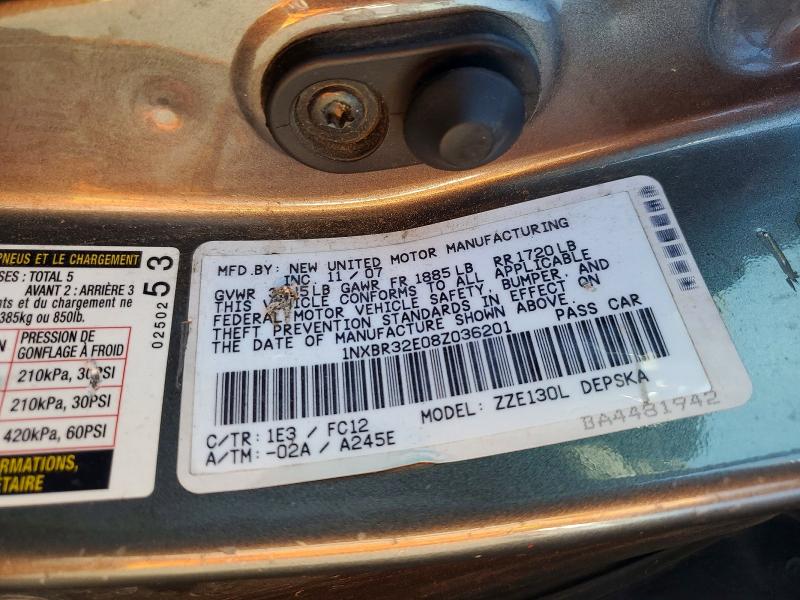 Aukcja sprzedaży 2008 Toyota Corolla, vin: 1NXBR32E08Z036201, numer aukcji: 68352826
