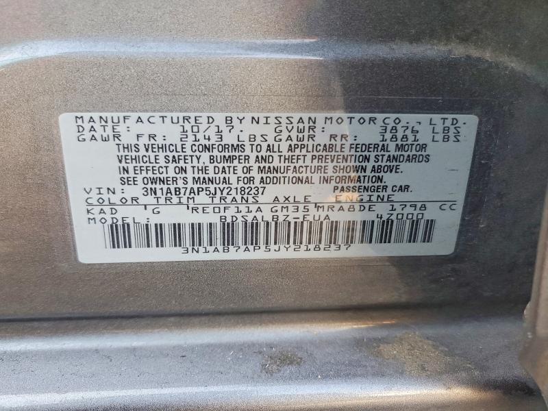 Aukcja sprzedaży 2018 Nissan Sentra, vin: 3N1AB7AP5JY218237, numer aukcji: 69417046