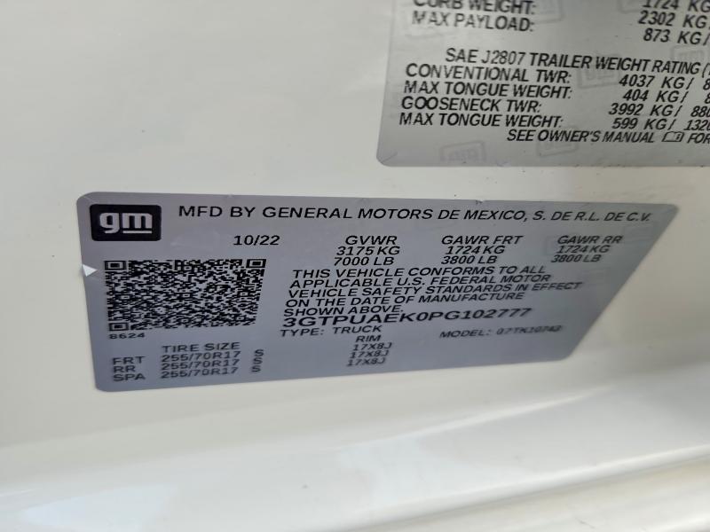 71347856 :رقم المزاد ، 3GTPUAEK0PG102777 vin ، 2023 Gmc Sierra مزاد بيع