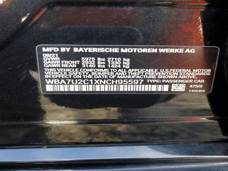 Продаж на аукціоні авто 2022 Bmw Alpina B7, vin: WBA7U2C1XNCH95597, номер лоту: 68992376